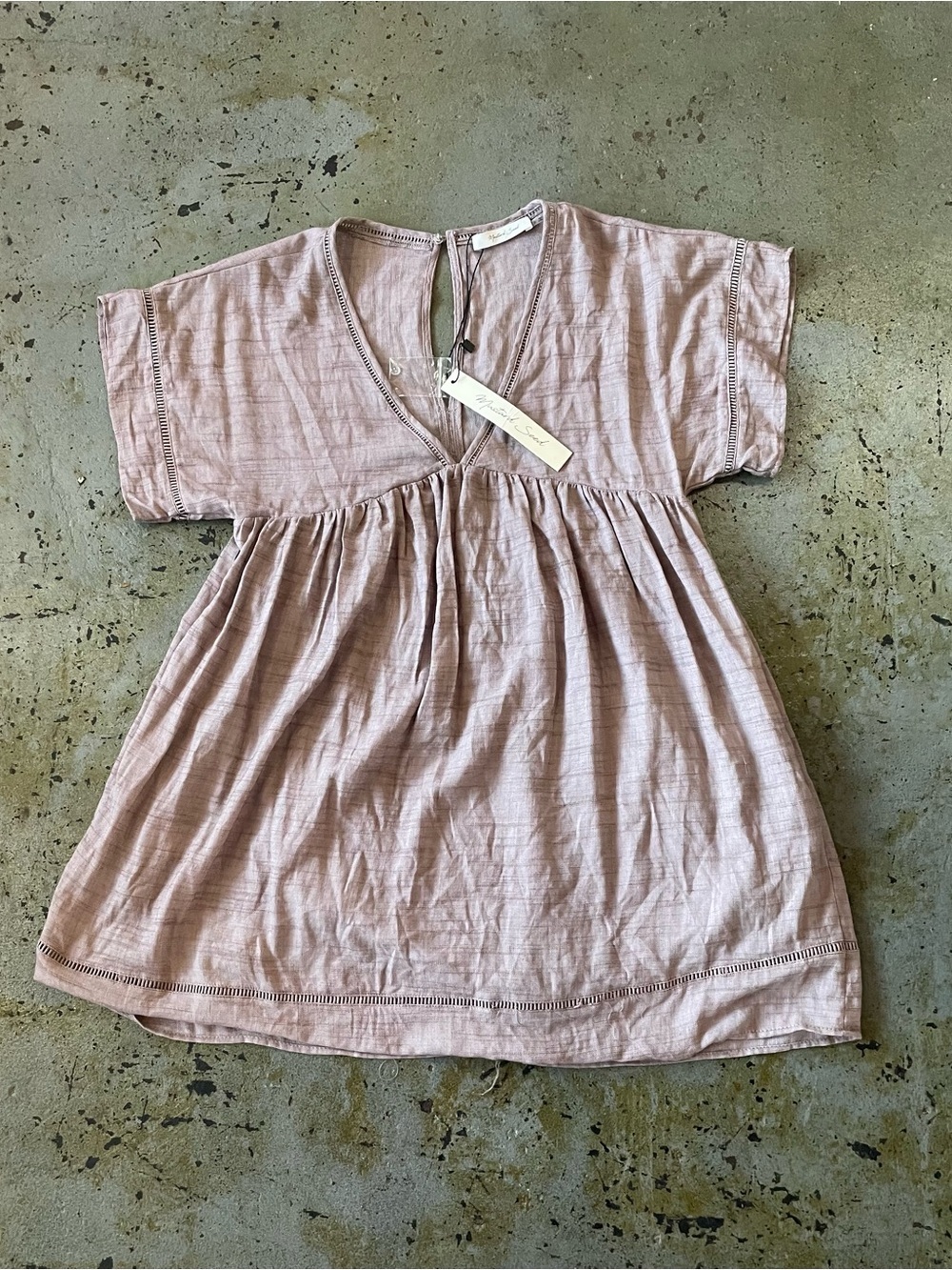 Mustard Seed NWT Mauve Linen V-Neck Mini Dress with Lining Size Small